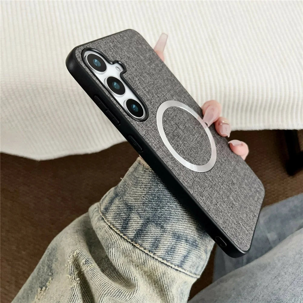 For Samsung Galaxy S26  /  S26 Pro Magnetic Case Drop-Proof TPU + Cloth Back Phone Cover - Grey - 4