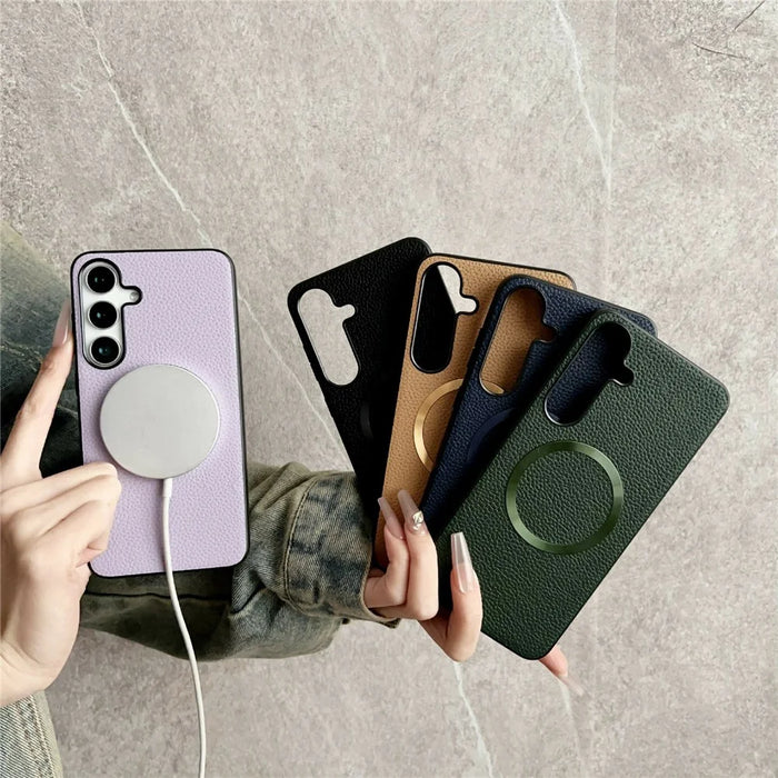For Samsung Galaxy S26  /  S26 Pro Magnetic Case PU Leather + TPU Phone Back Cover - Black - 6