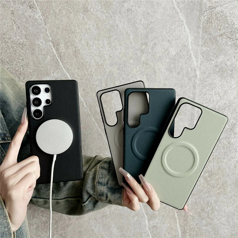 For Samsung Galaxy S26 Ultra Magnetic Case PU Leather + TPU Phone Back Cover - Blackish Green - 2