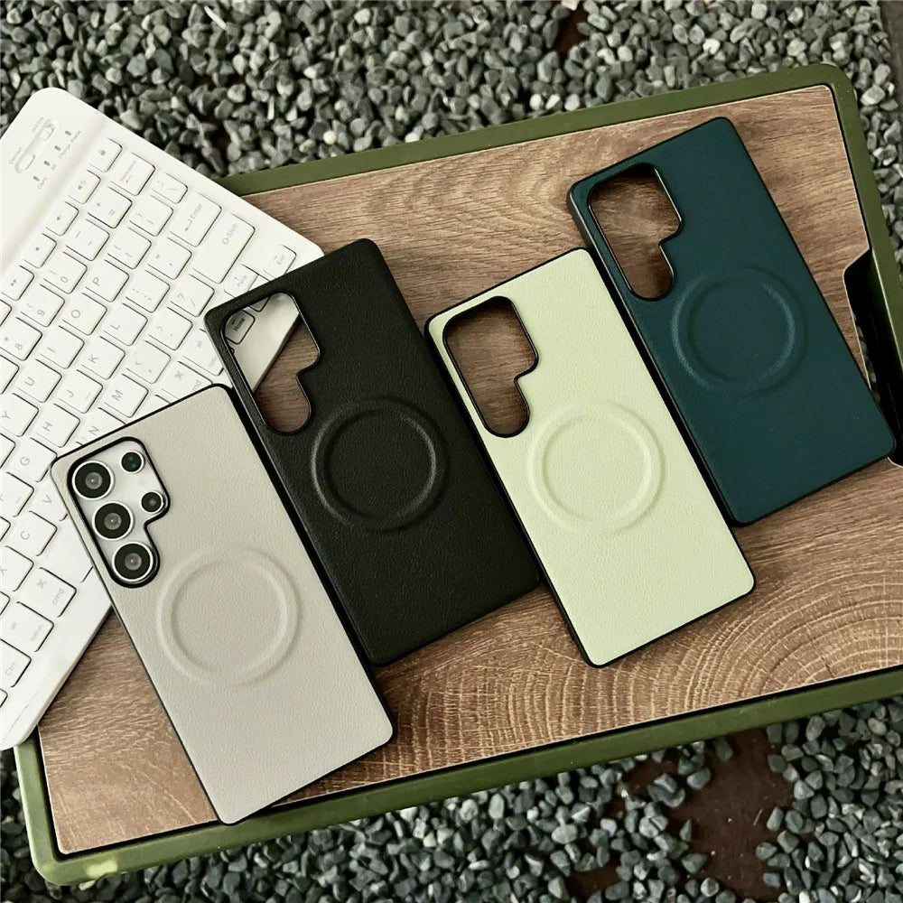 For Samsung Galaxy S26 Ultra Magnetic Case PU Leather + TPU Phone Back Cover - Blackish Green - 6