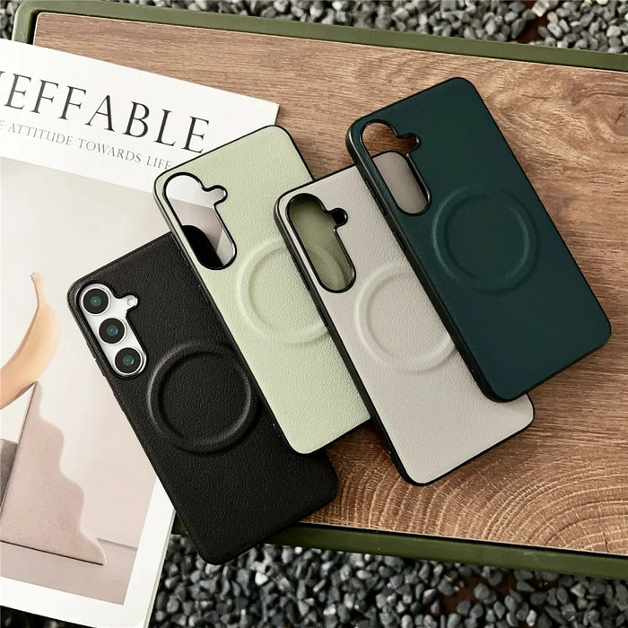 For Samsung Galaxy S26+ Magnetic Case PU Leather + TPU Phone Back Cover - White - 7