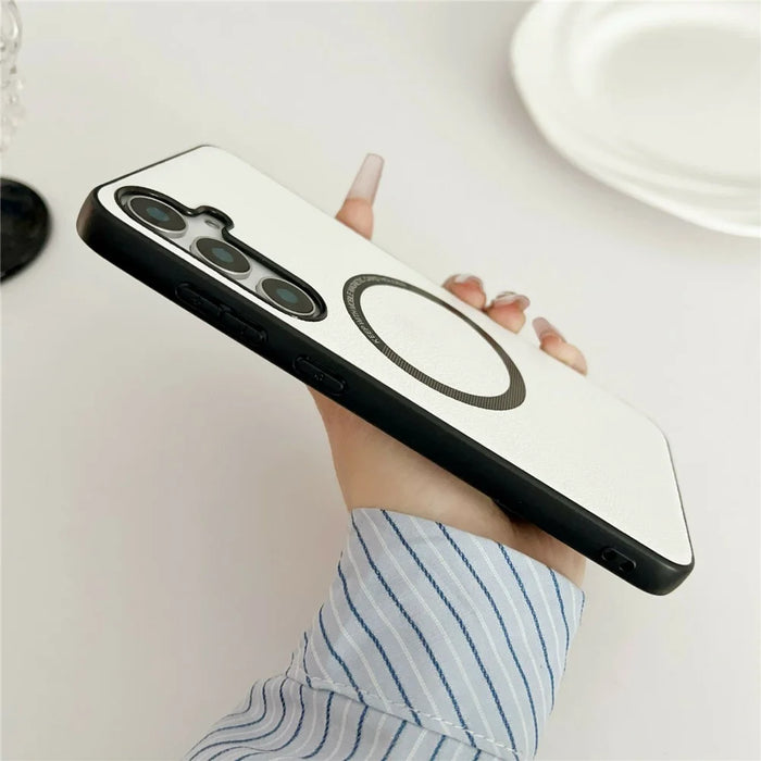 For Samsung Galaxy S26 Magnetic Case Anti-Drop PU Leather + PC Cover - White - 4