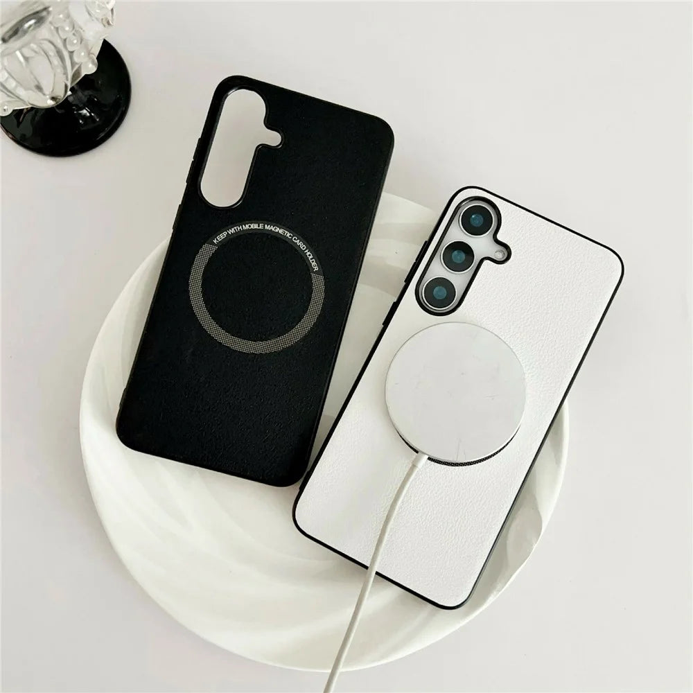 For Samsung Galaxy A18 5G / A18 4G / A17 5G / A17 4G Magnetic Case Anti-Drop PU Leather + PC Cover - White - 2