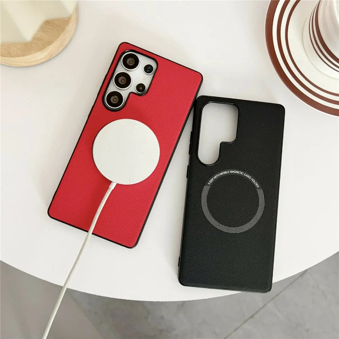 For Samsung Galaxy S26 Ultra Magnetic Case Anti-Drop PU Leather + PC Cover - Red - 2
