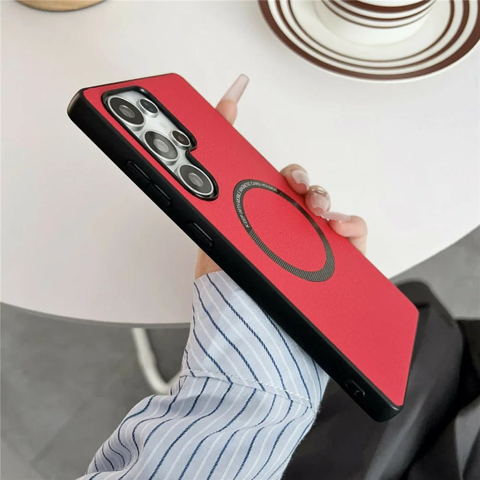 For Samsung Galaxy S26 Ultra Magnetic Case Anti-Drop PU Leather + PC Cover - Red - 4