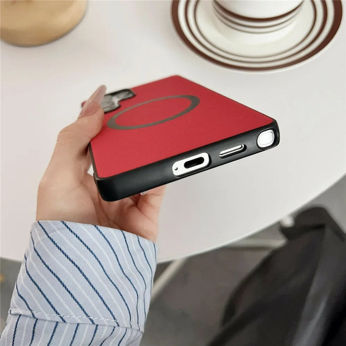 For Samsung Galaxy S26 Ultra Magnetic Case Anti-Drop PU Leather + PC Cover - Red - 6