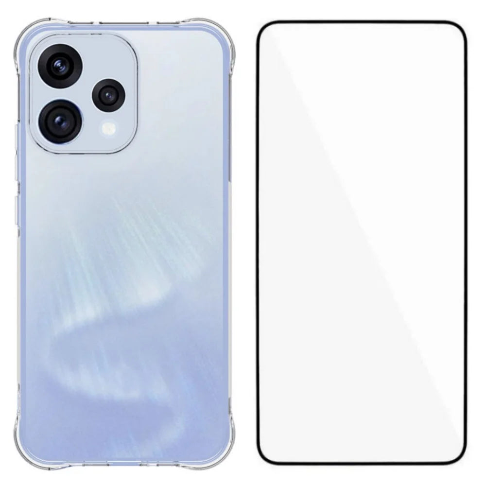 WANLONFENG For Oppo Reno15c 5G (China) / Oppo Reno15 5G (Global) Case  WL Series 2.0mm TPU Phone Cover with Tempered Glass Film - Transparent - 1