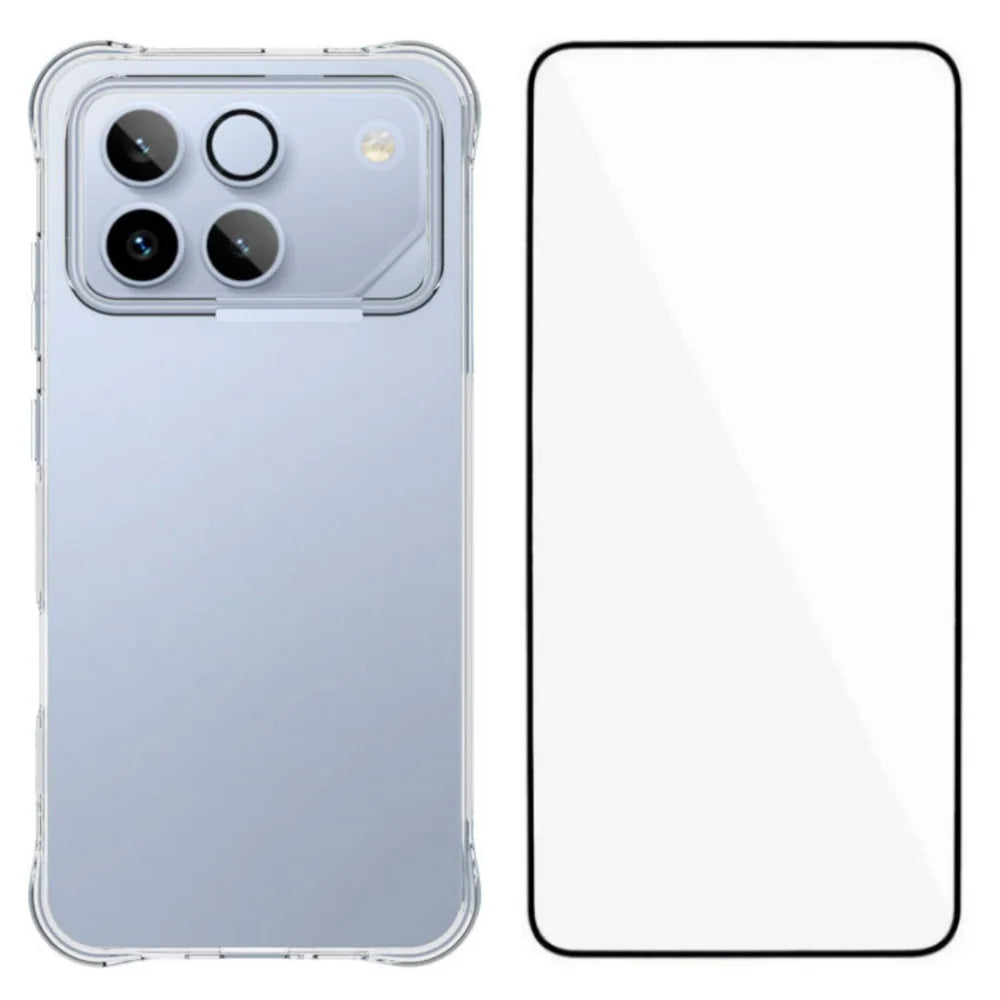 WANLONFENG For Honor Win 5G Case  WL Series 2.0mm TPU Phone Cover with Tempered Glass Film - Transparent - 1