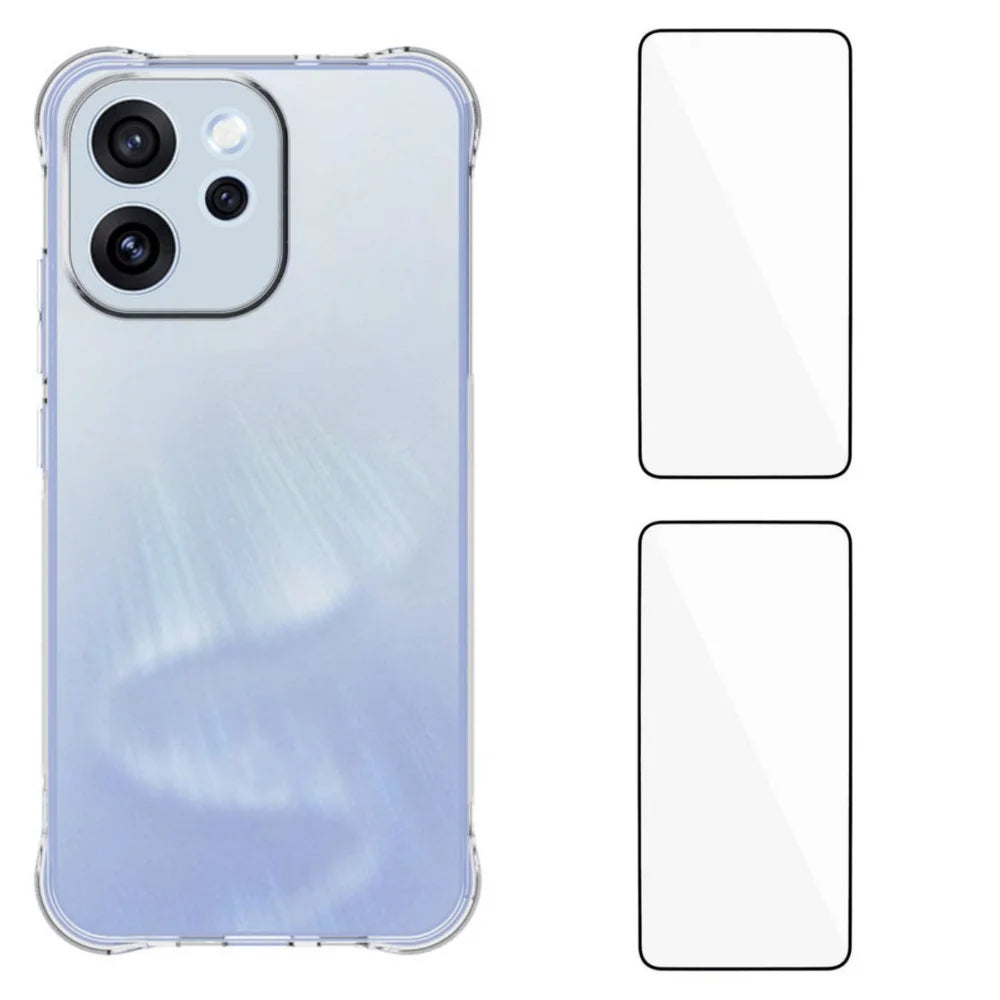 WANLONFENG For Oppo Reno15 F 5G TPU Case  WL2 Series 2.0mm Phone Cover with 2Pcs Tempered Glass Films - Transparent - 1