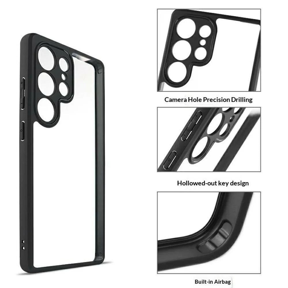 For Samsung Galaxy S26 Ultra Phone Case Shockproof PC + TPU Clear Back Cover - Black+Transparent - 4