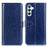 For Samsung Galaxy S26+ Case Crazy Horse Texture PU Leather Phone Stand Cover - Blue - 1