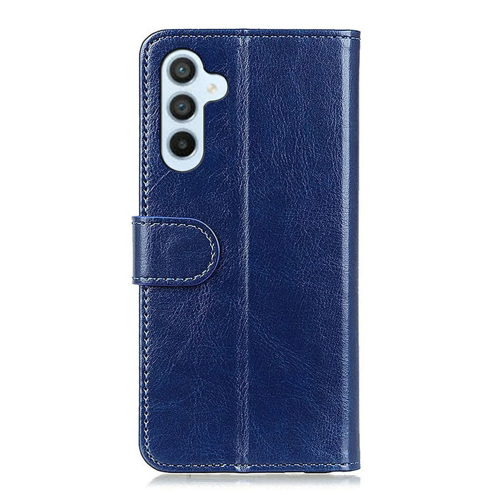 For Samsung Galaxy S26+ Case Crazy Horse Texture PU Leather Phone Stand Cover - Blue - 6
