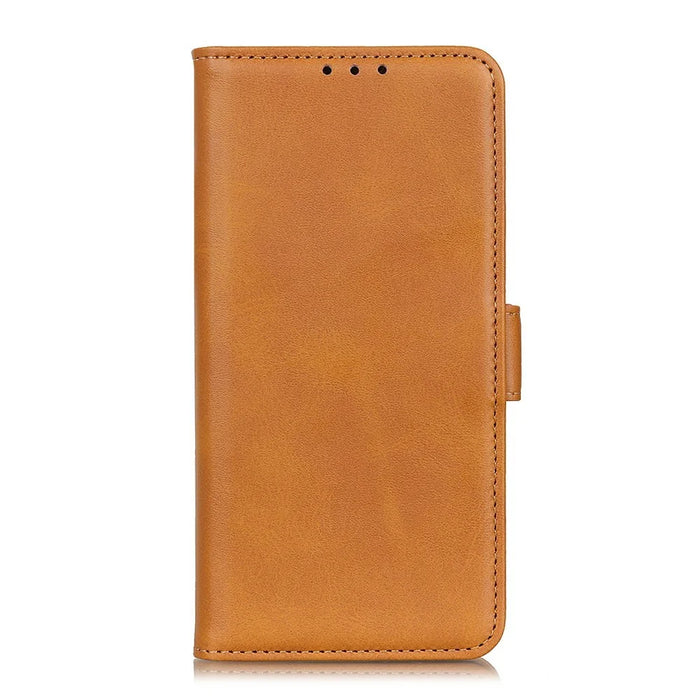 For Samsung Galaxy S26+ Case Stand Cowhide Texture PU Leather Phone Cover - Yellow - 5