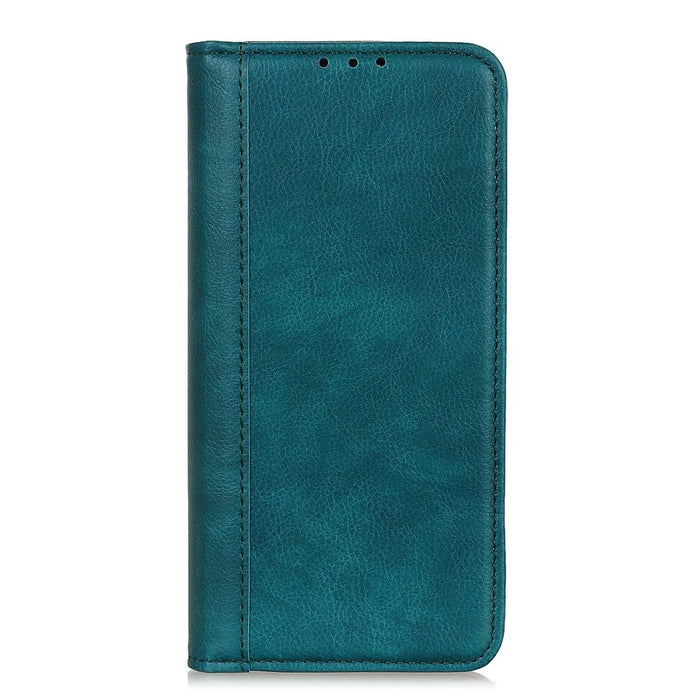 For Samsung Galaxy S26+ Stand Case Split Leather Litchi Texture Wallet Phone Cover - Green - 6