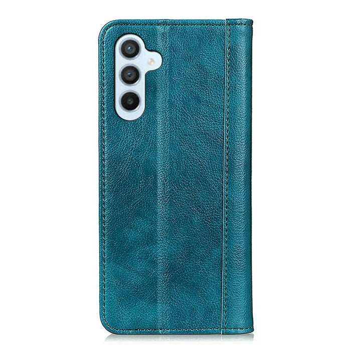 For Samsung Galaxy S26+ Stand Case Split Leather Litchi Texture Wallet Phone Cover - Green - 7