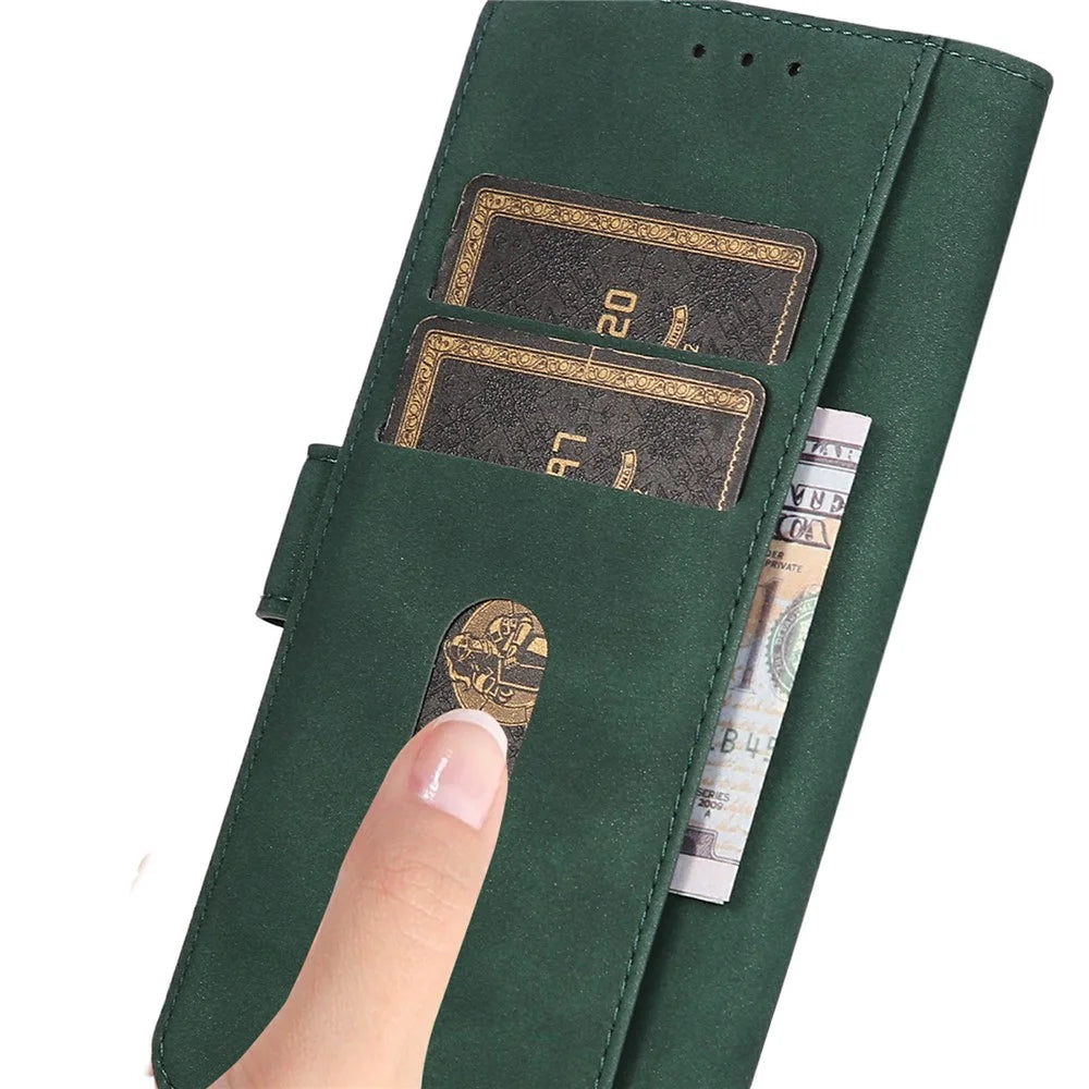 KHAZNEH For Samsung Galaxy S26+ Case Anti Scratch PU Leather Wallet Stand Phone Cover - Green - 4