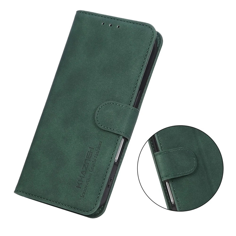 KHAZNEH For Samsung Galaxy S26+ Case Anti Scratch PU Leather Wallet Stand Phone Cover - Green - 5