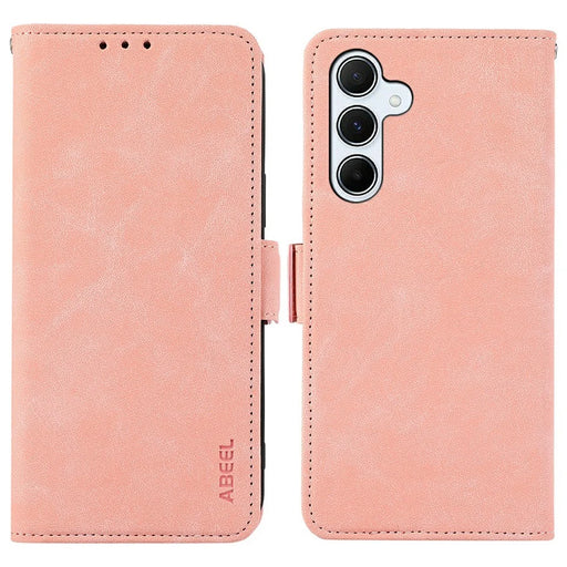 ABEEL For Samsung Galaxy S26+ Case PU Leather Folio Stand View RFID Blocking Phone Cover - Pink - 1
