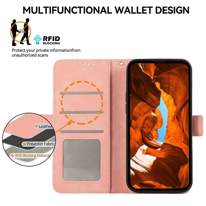 ABEEL For Samsung Galaxy S26+ Case PU Leather Folio Stand View RFID Blocking Phone Cover - Pink - 4