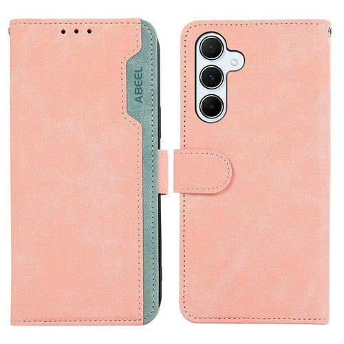 ABEEL For Samsung Galaxy S26+ Case Color Splicing Leather Flip Phone Cover RFID Blocking - Pink - 1