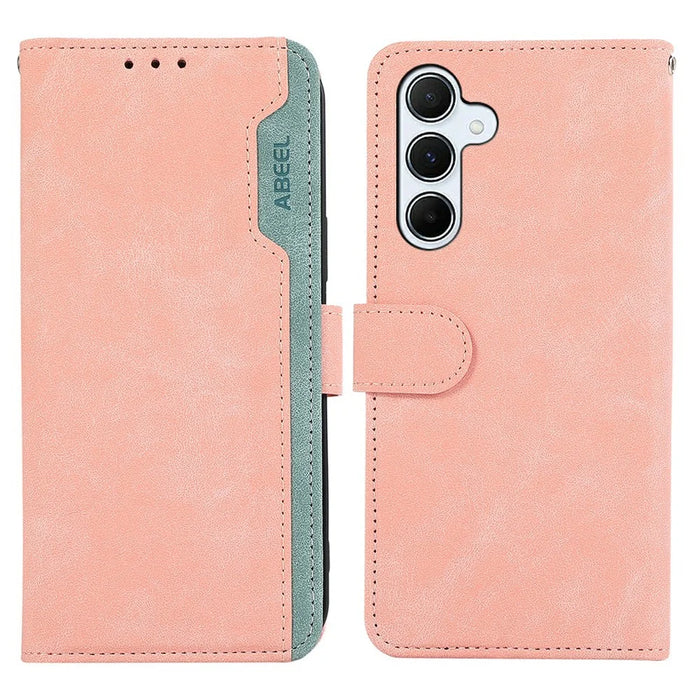 ABEEL For Samsung Galaxy S26+ Case Color Splicing Leather Flip Phone Cover RFID Blocking - Pink - 1