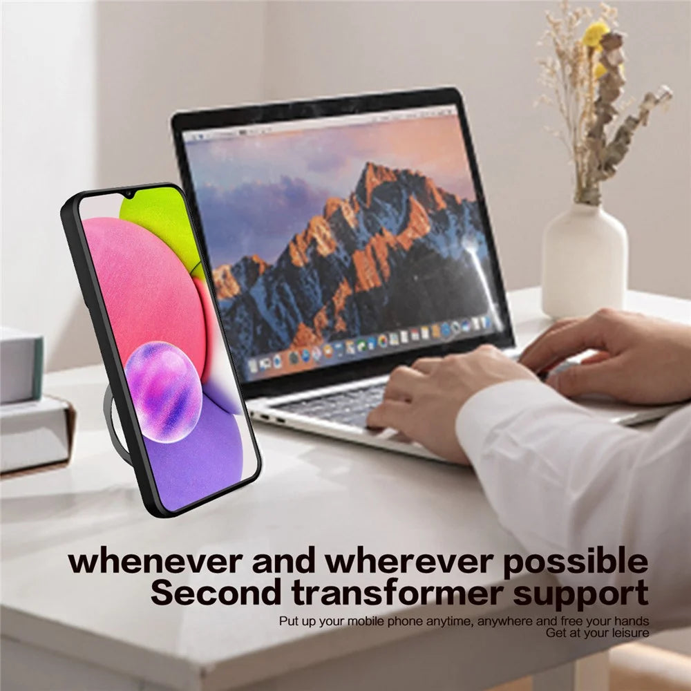 For Samsung Galaxy S25 Ultra Case TPU + PC Phone Cover with Kickstand , Slide Lens Window - Black - 5
