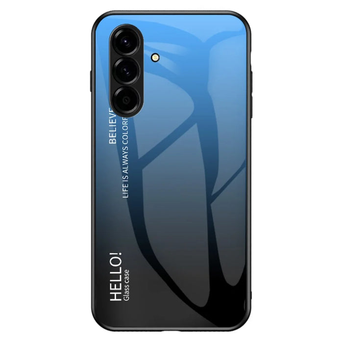 For Samsung Galaxy A57 5G Case Anti-Scratch Tempered Glass + PC + TPU Phone Cover - Gradient Blue Black - 1