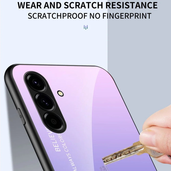 For Samsung Galaxy A57 5G Case Anti-Scratch Tempered Glass + PC + TPU Phone Cover - Gradient Blue Black - 3