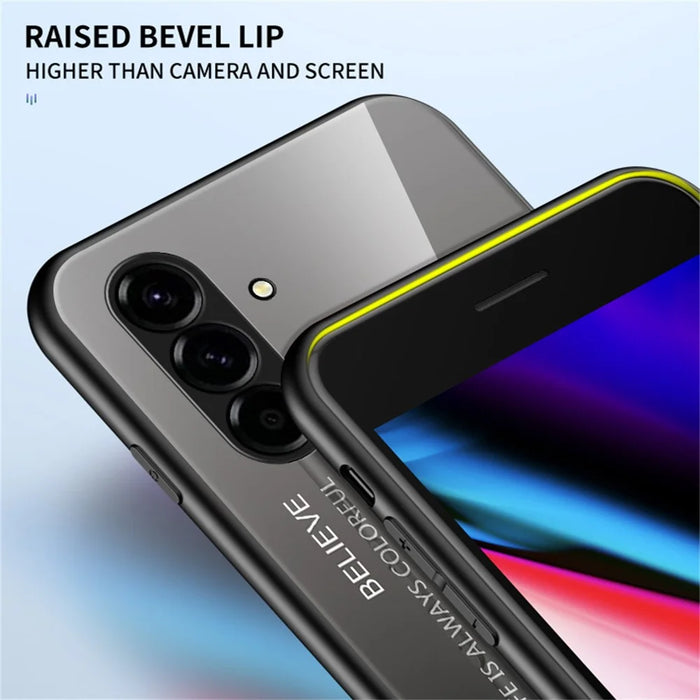 For Samsung Galaxy A57 5G Case Anti-Scratch Tempered Glass + PC + TPU Phone Cover - Gradient Blue Black - 6