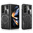 For Samsung Galaxy Z Fold6 5G Case TPU + PC Phone Cover with Kickstand , Slide Lens Window - Black - 1