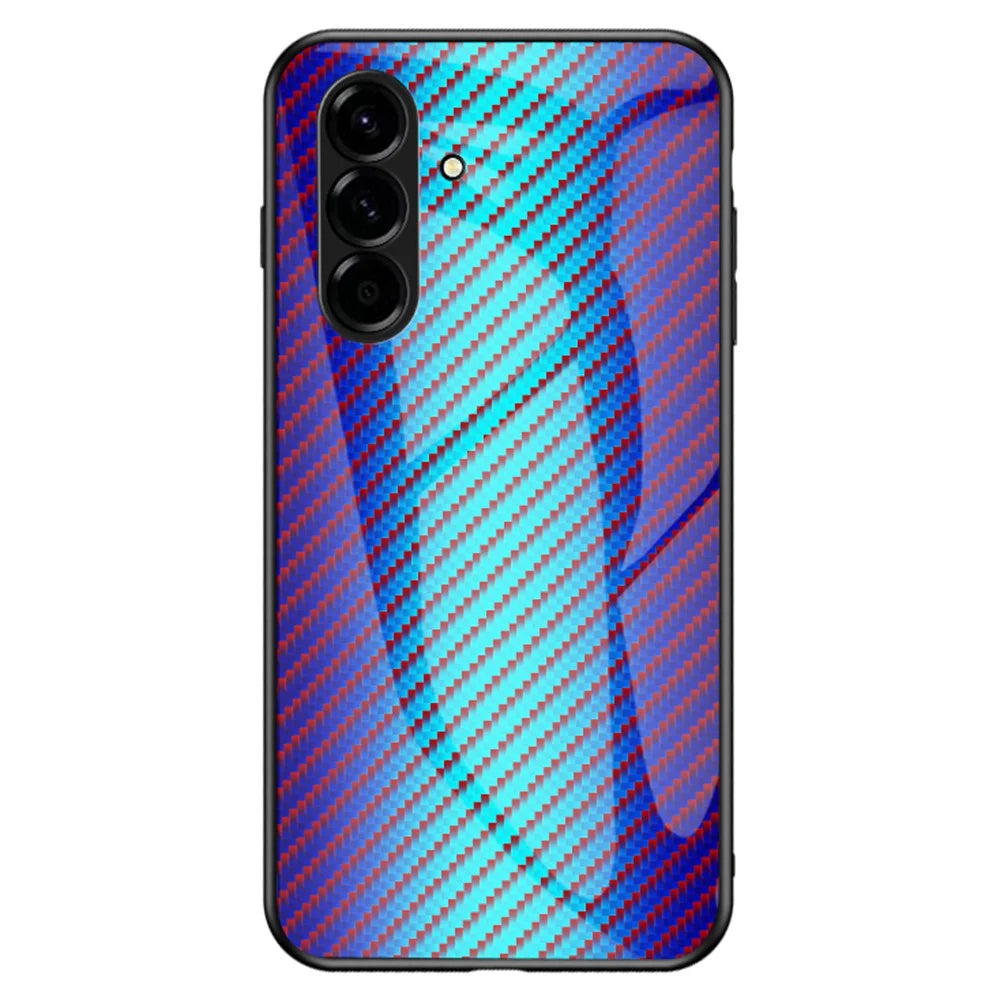 For Samsung Galaxy A57 5G Case Tempered Glass Shockproof Phone Cover - Blue Fiber - 1