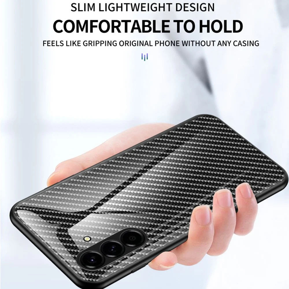 For Samsung Galaxy A57 5G Case Tempered Glass Shockproof Phone Cover - Blue Fiber - 2