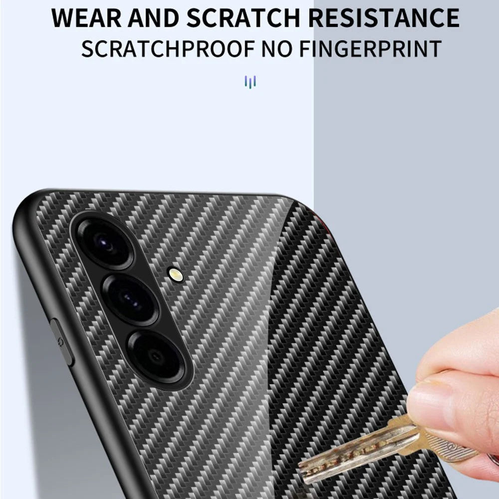 For Samsung Galaxy A57 5G Case Tempered Glass Shockproof Phone Cover - Blue Fiber - 3