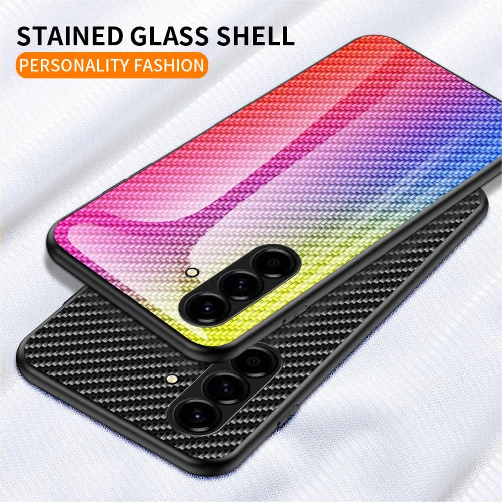 For Samsung Galaxy A57 5G Case Tempered Glass Shockproof Phone Cover - Blue Fiber - 4