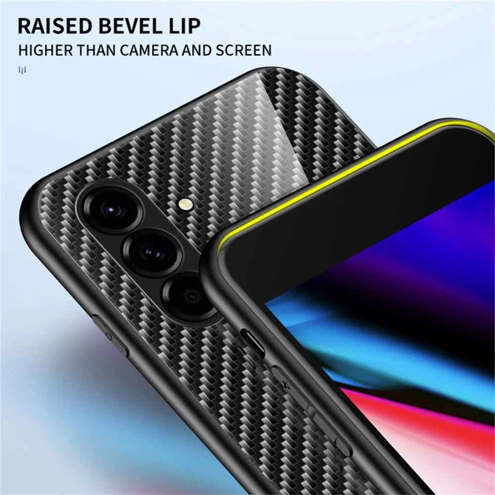 For Samsung Galaxy A57 5G Case Tempered Glass Shockproof Phone Cover - Blue Fiber - 7