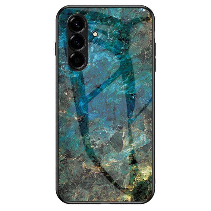 For Samsung Galaxy A57 5G Case Marble Pattern Tempered Glass + PC + TPU Protective Phone Cover - Emerald Marble - 1