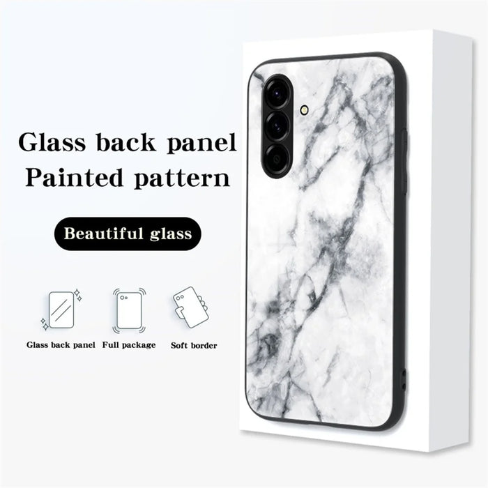 For Samsung Galaxy A57 5G Case Marble Pattern Tempered Glass + PC + TPU Protective Phone Cover - Emerald Marble - 7