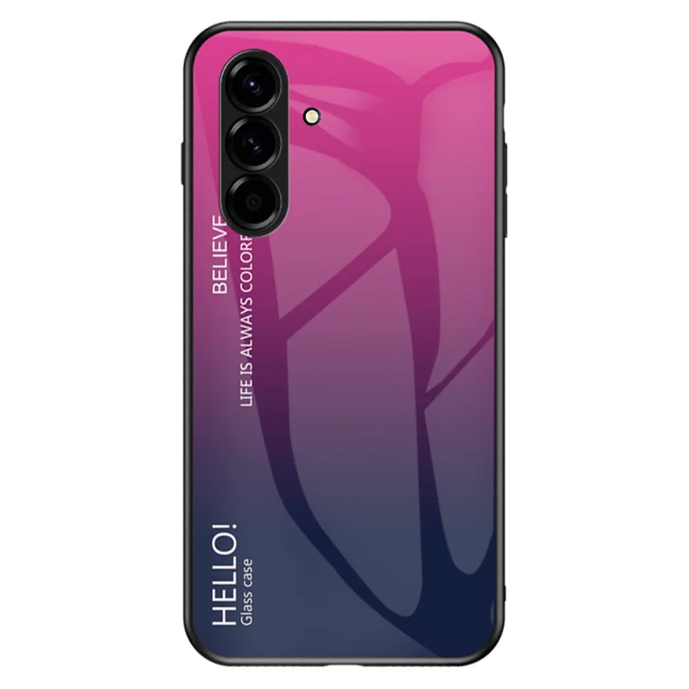 For Samsung Galaxy A37 5G Case Anti-Scratch Tempered Glass + PC + TPU Phone Cover - Gradient Rose - 1