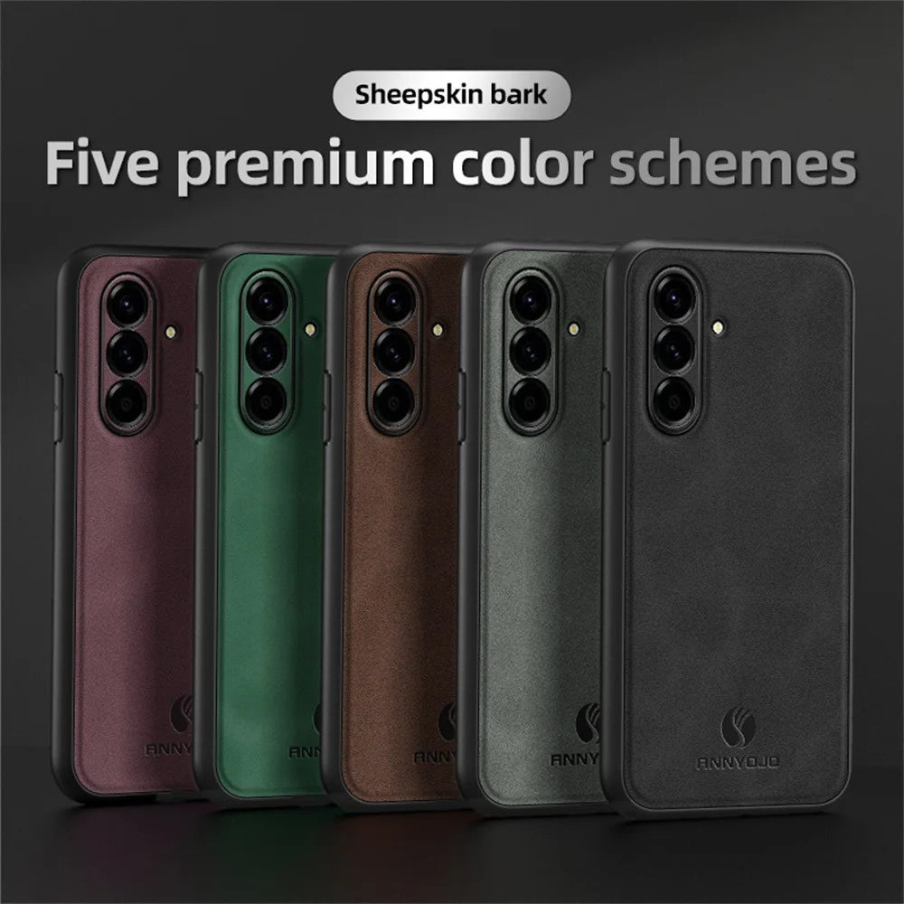 ANNYOJO For Samsung Galaxy A37 5G Case PU Leather + PC + TPU Anti Drop Phone Back Cover - Coffee - 6