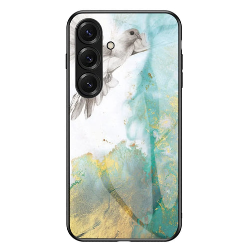 For Samsung Galaxy S26 Case Marble Pattern Tempered Glass + PC + TPU Protective Phone Cover - Flying Pigeon Marble - 1