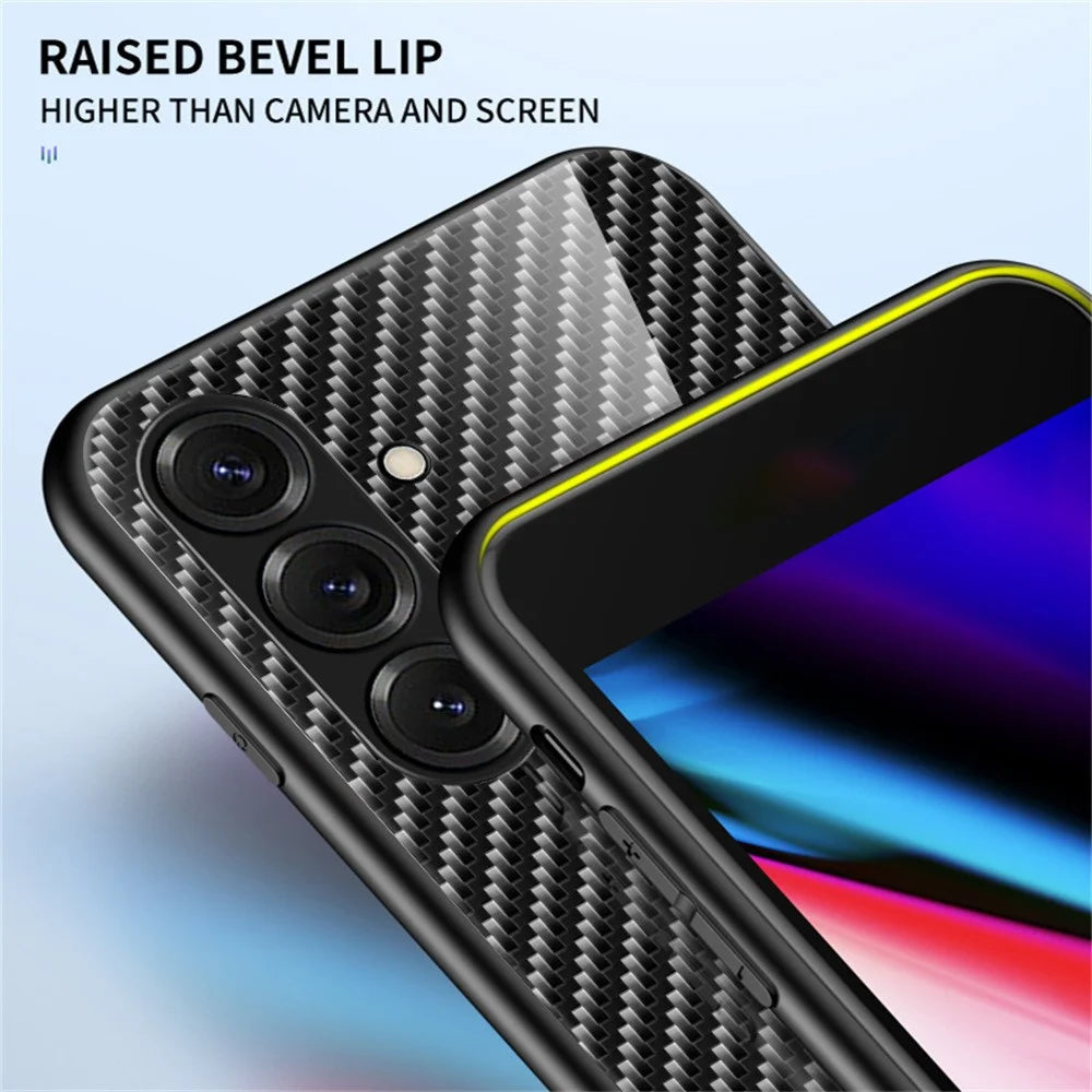 For Samsung Galaxy S26 Case Tempered Glass Shockproof Phone Cover - Golden Fiber - 4