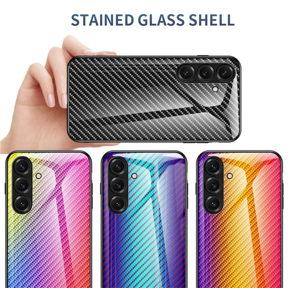 For Samsung Galaxy S26 Case Tempered Glass Shockproof Phone Cover - Golden Fiber - 6