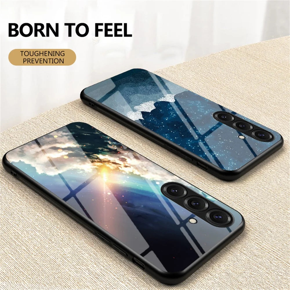 For Samsung Galaxy S26 Case Starry Sky Pattern Tempered Glass Phone Cover - Cosmic Starry Sky - 2