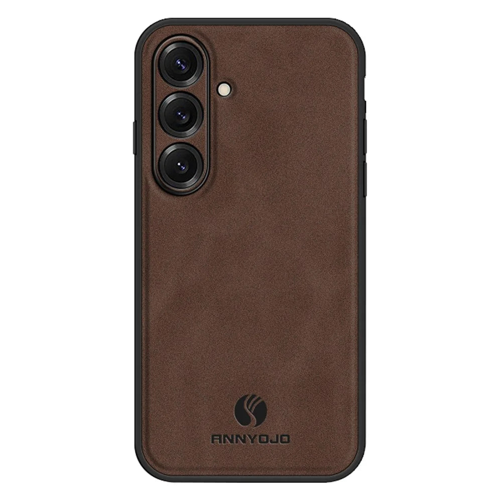 ANNYOJO For Samsung Galaxy S26 Case PU Leather + PC + TPU Anti Drop Phone Back Cover - Coffee - 1