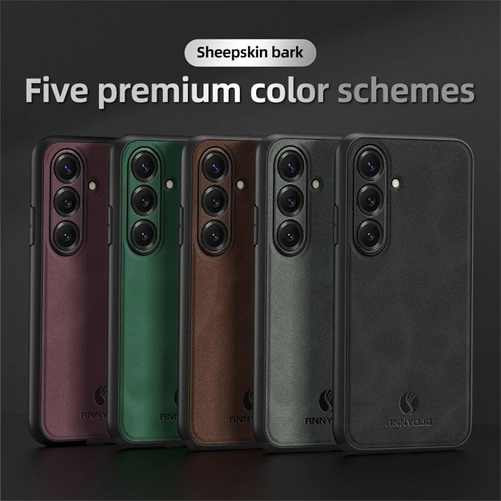 ANNYOJO For Samsung Galaxy S26 Case PU Leather + PC + TPU Anti Drop Phone Back Cover - Coffee - 6