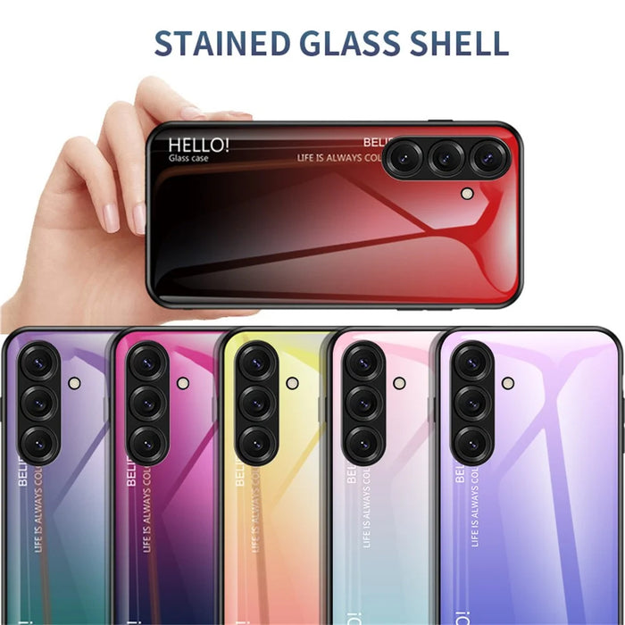 For Samsung Galaxy S26+ Case Anti-Scratch Tempered Glass + PC + TPU Phone Cover - Gradient Rose - 7