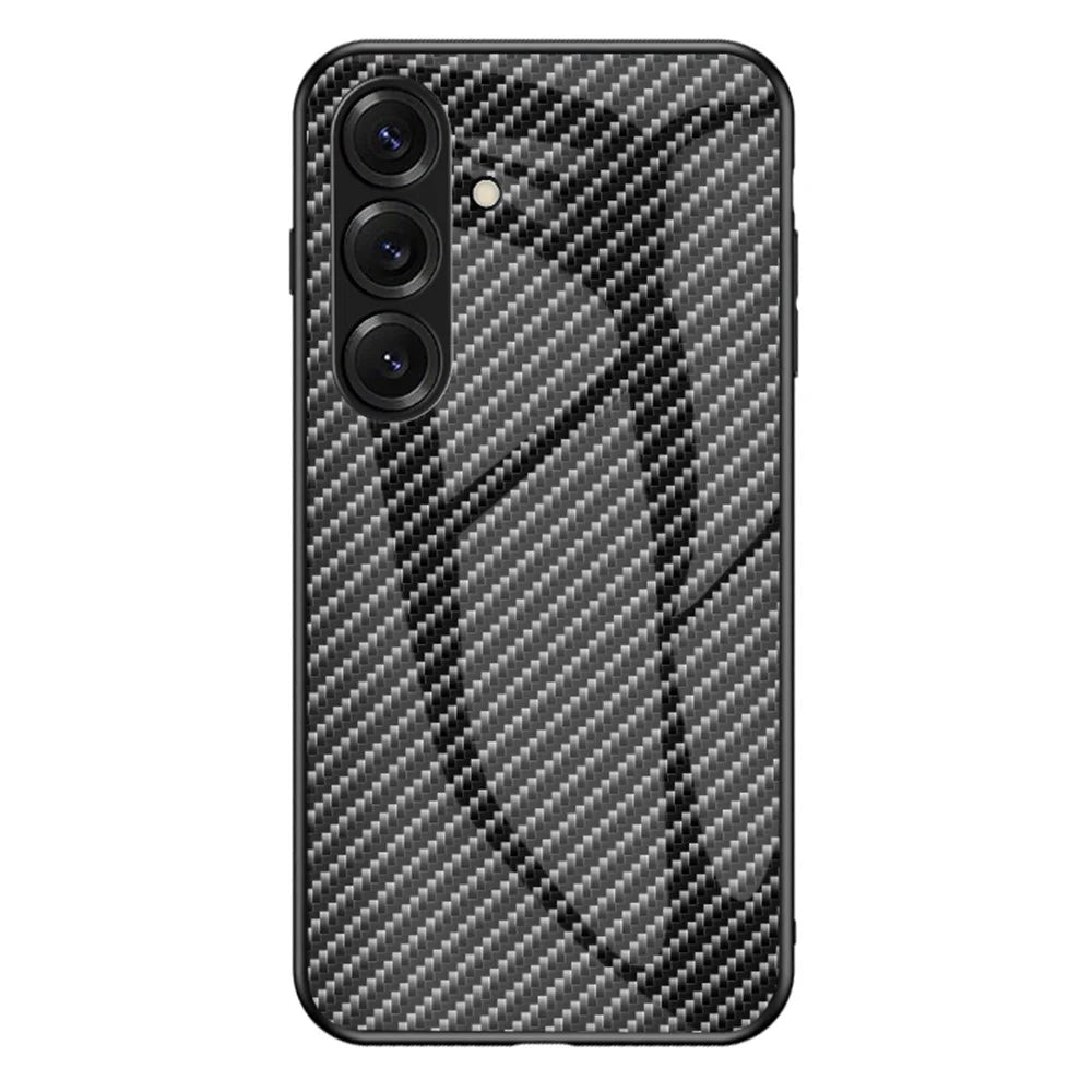 For Samsung Galaxy S26+ Case Tempered Glass Shockproof Phone Cover - Black Fiber - 1