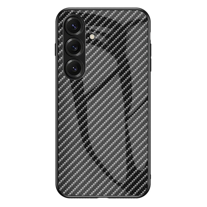 For Samsung Galaxy S26+ Case Tempered Glass Shockproof Phone Cover - Black Fiber - 1
