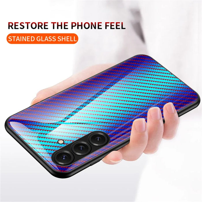 For Samsung Galaxy S26+ Case Tempered Glass Shockproof Phone Cover - Black Fiber - 2