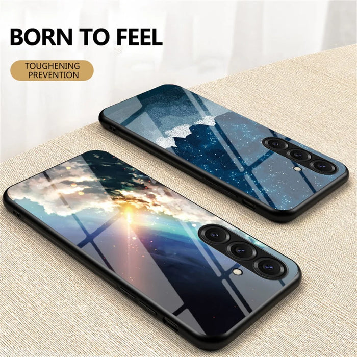 For Samsung Galaxy S26+ Case Starry Sky Pattern Tempered Glass Phone Cover - Cosmic Starry Sky - 2